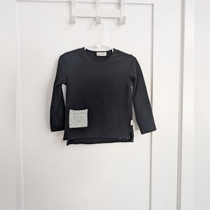 ✨4 for 12  Baby Long Sleeve Tee – Black with Gray Pocket (24M)